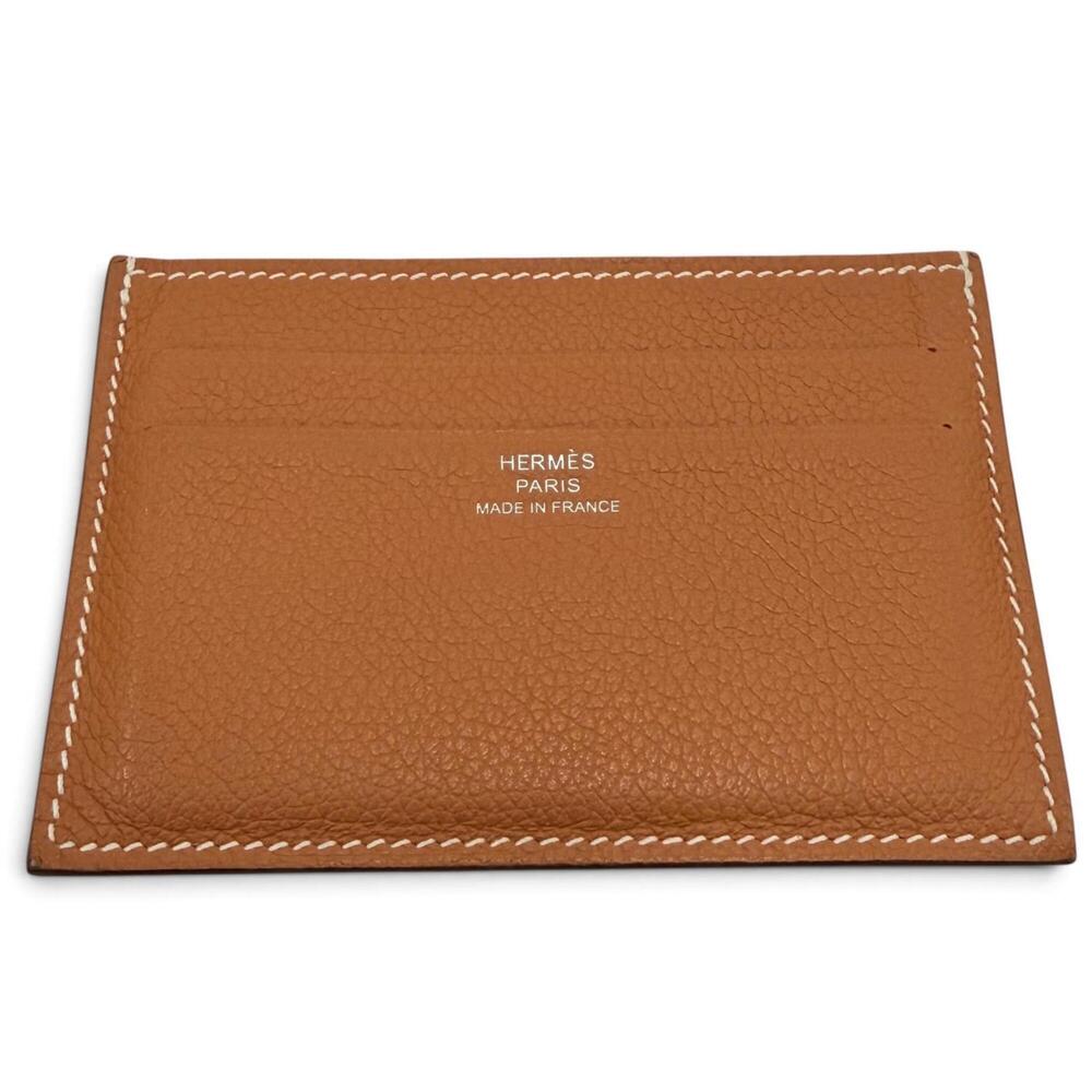 HERMES Citizen Twill Evercolor Gold Business Card Holder/Card Case/Pass Case,...